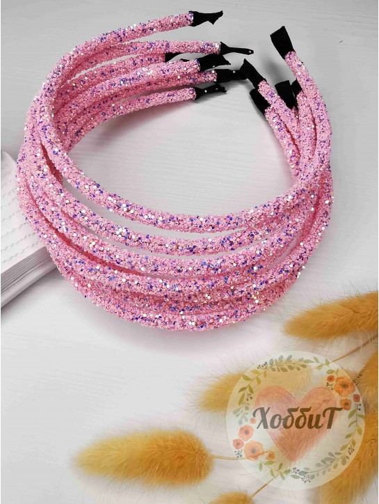 Ободок с крупными блестками (светло-розовый)